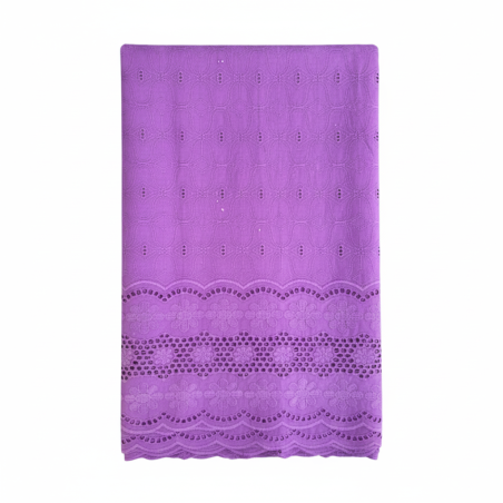 Voile brodé 5 yards mauve clair