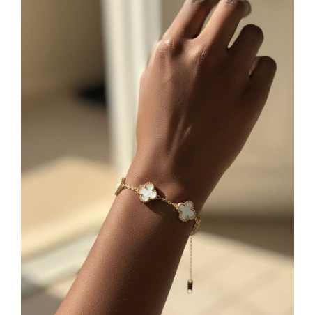 Fétiche trèfle plaqué or blanc