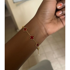 Fétiche trèfle plaqué or marron