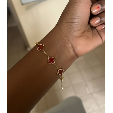 Fétiche trèfle plaqué or marron