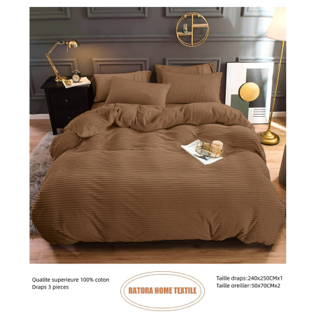 Drap Velours 3 pièces marron foncé N°13