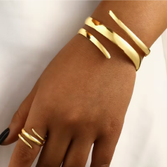 Ensemble 1 bracelet + 1 bague en acier inoxydable