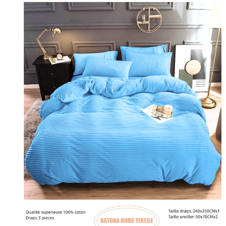 Drap Velours 3 pièces bleu ciel N°6