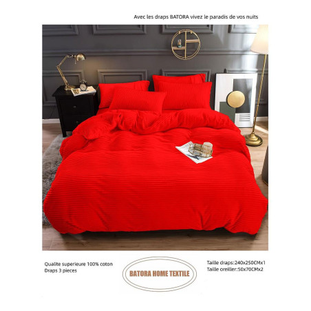 Drap Velours 3 pièces rouge N°3