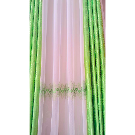 Rideau patch 3 pièces Vert blanc N°1