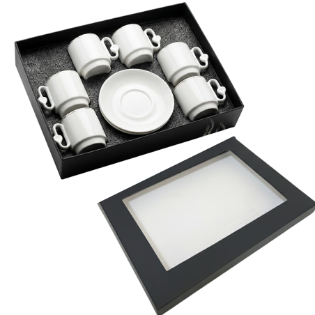 Ensemble 6 tasses et Assiettes porcelaine blanc Sokhna 1