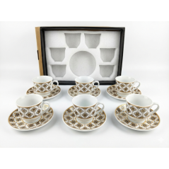 Ensemble 12P Tasses et Assiettes porcelaine à motifs Elisa 2