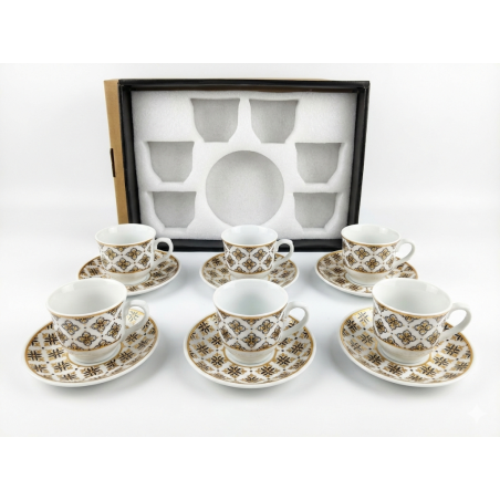 Ensemble 12P Tasses et Assiettes porcelaine à motifs Elisa 2