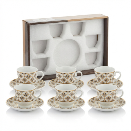 Ensemble 12P Tasses et Assiettes porcelaine à motifs Elisa 3