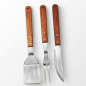 Ensemble Barbecue 3 pièces en Inox et Bois – Spatule, Fourchette, Couteau