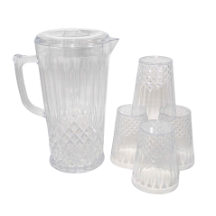 Carafe en mélamine + 4 Tasses Blanc n°1