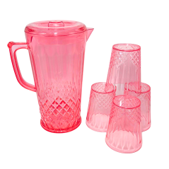 Carafe en mélamine + 4 Tasses Rose n°1