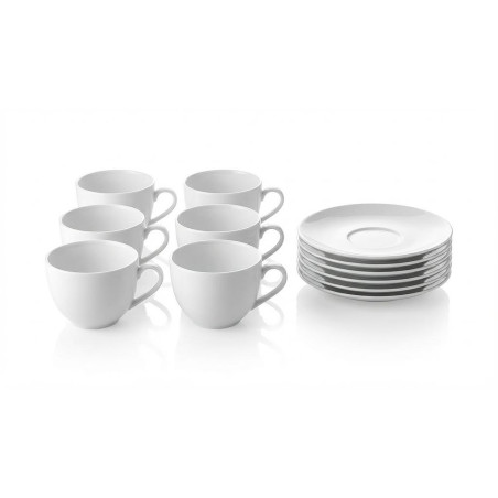 Ensemble 12P Tasses et Assiettes porcelaine blanc Mariama