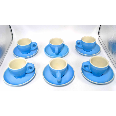 Ensemble 12 pièces tasses et soucoupe en porcelaine bleu blanc 100ml