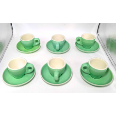 Ensemble 12 pièces tasses et soucoupe en porcelaine vert blanc 100ml