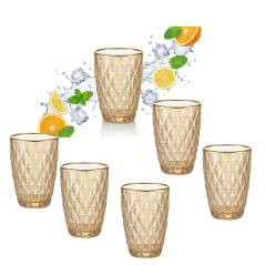 Lot de 6 Verres à jus en mélamine doré