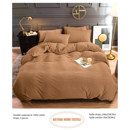 Drap Velours 3 pièces marron N°2