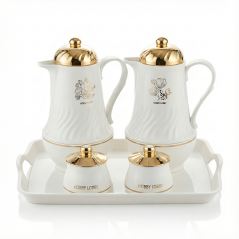Ensemble Premium 2 Thermos, 2 sucriers blanc et or et leur plateau