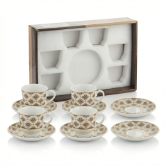 Ensemble 10 PCS Tasses et Assiettes porcelaine à motifs Elisa 3