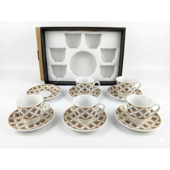 Ensemble 11 PCS Tasses et Assiettes porcelaine à motifs Elisa 2