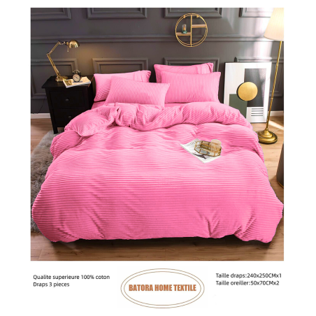 Drap Velours 3 pièces rose N°4