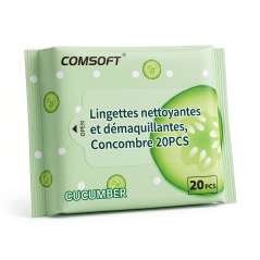 Lingettes nettoyantes et démaquillantes, Concombre 20PCS