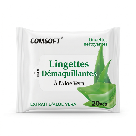 Lingettes nettoyantes et démaquillantes, Aloe vera 20PCS