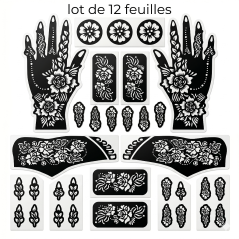 Feuilles pour Tatouage Henné (lot de 12 feuilles)