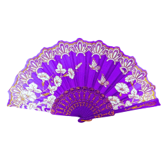 Éventail Amira à motif feuille violet