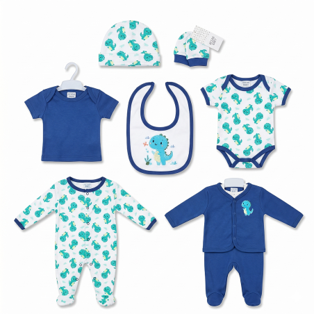 Ensemble de vêtements BLEU Fonce 8 pièces pour Bébé 0 à 3 mois