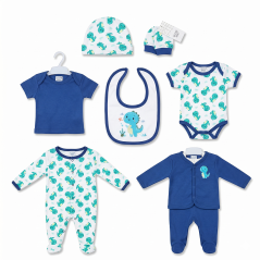Ensemble de vêtements BLEU Fonce 8 pièces pour Bébé 6 à 9 mois