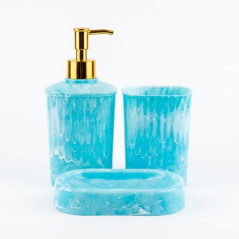 Accessoires Salle de bain 3 piéces Bleu