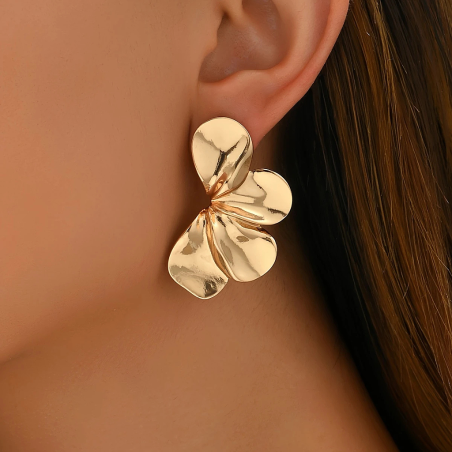 Boucles d'Oreilles Plaquées Or à Motifs Floraux