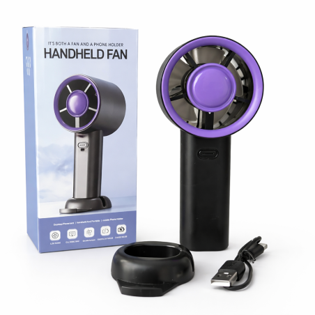Mini ventilateur portable noir avec support