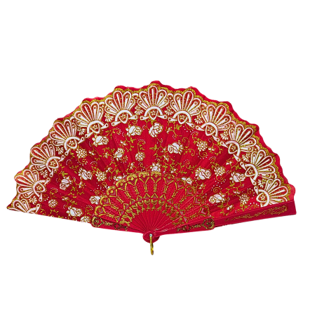 Éventail Amira à motif floral Rouge