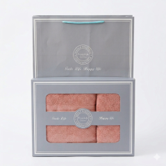 Boite de 2 serviettes prestige Rose + sac offert